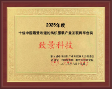 致景科技荣获2025年度“十佳中国最受欢迎的纺织服装工业互联网平台”